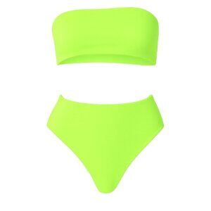 Women’s Bandeau Bra Top & High-Waist Panty Set - Green
